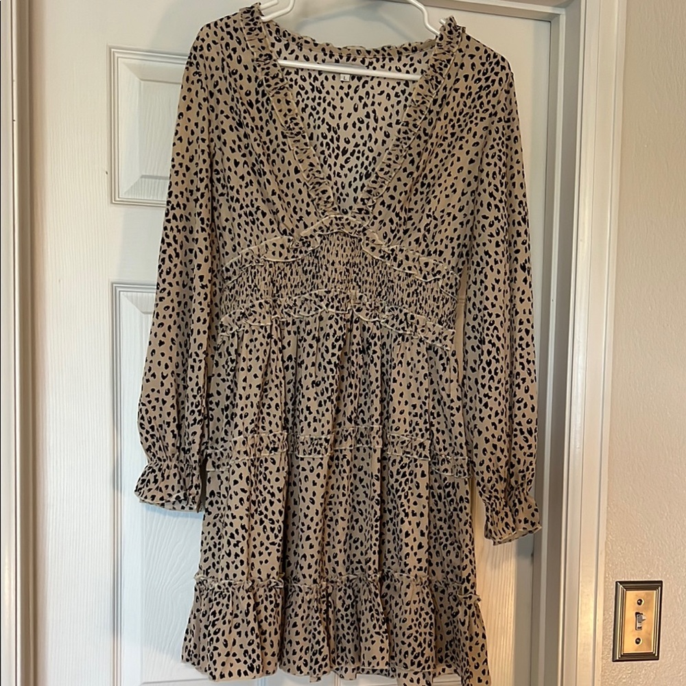 Leopard Print Long Sleeve Dress